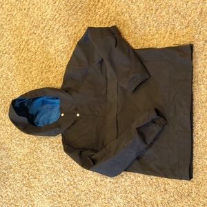 Old Navy anorak hood shell windbreaker raincoat xl 14-16 black with blue lining